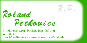 roland petkovics business card